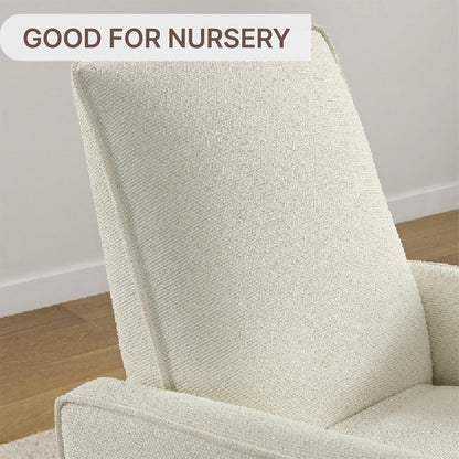 KISLOT Swivel Rocker Recliner Chair, Nursery Glider Recliner with Wood Base Manual Rocking Comfy Upholstered Fabric Reclining Single Sofa for Nursery Bedroom Living Room
