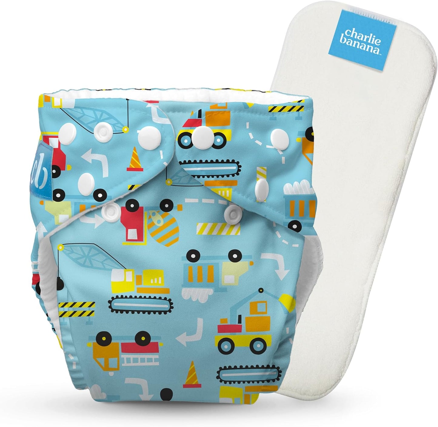 Charlie Banana Cloth Diapers, Reusable, Washable, Adjustable One Size Diaper, for Babies and Toddlers, with Absorbent Insert - Sweet Dreams on Grey, 1 Pack