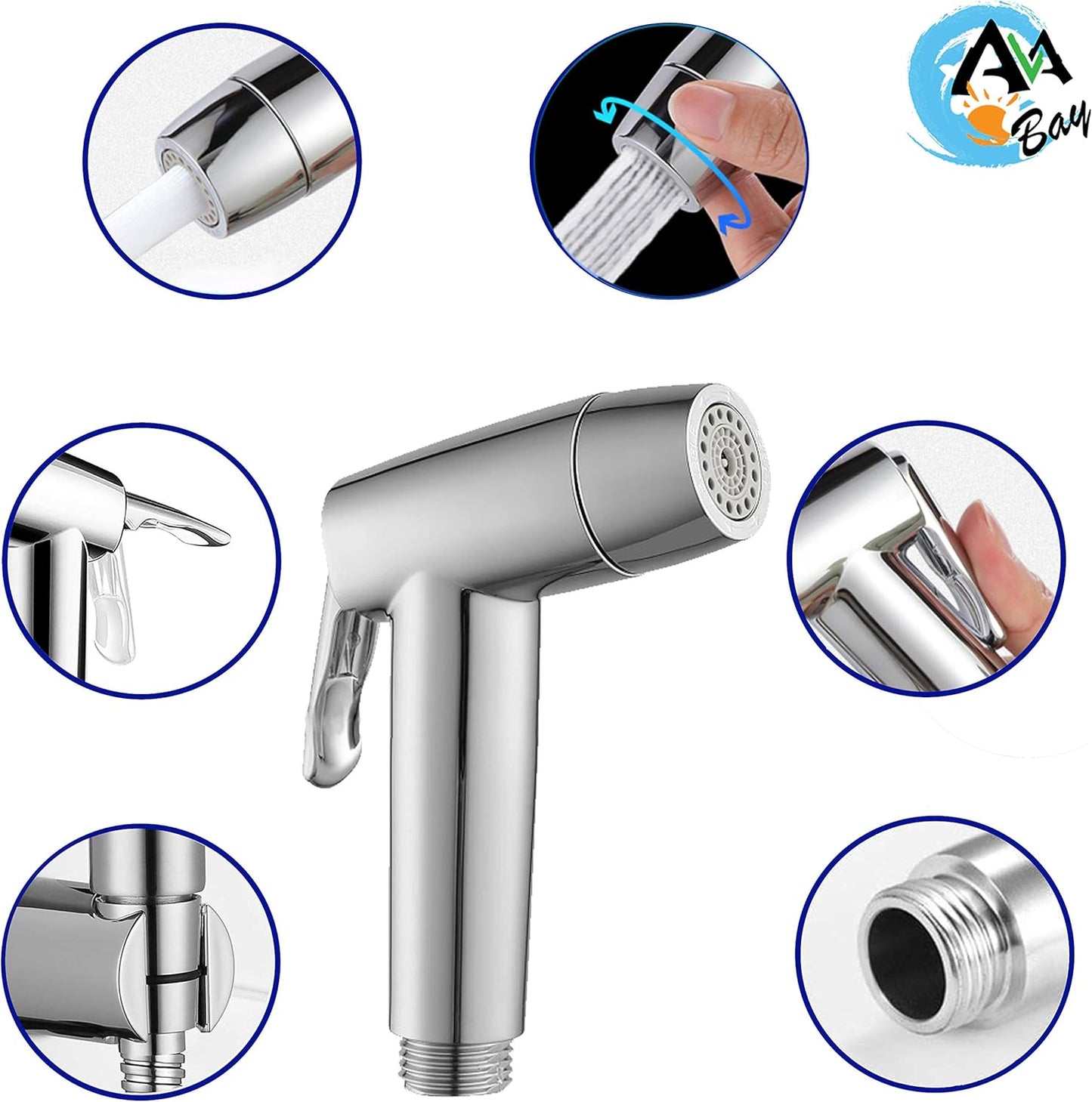Dual Mode Toilet Bidet Sprayer Head – Chrome Finish Handheld Bidet for Toilet & Bathroom Cleaning – Cloth Diaper Sprayer, Muslim Shower, Jet Spray – G1/2 Coupling