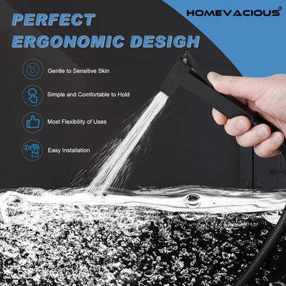 Homevacious Handheld Bidet Sprayer Faucet for Toilet with Hot and Cold Rough-in Valve Adjustable Water Pressure Round Brass Bidet Attachment Set for Feminine Pets and Baby Diaper Washing Matte Black