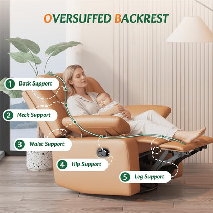 AILEEKISS Nursery Glider Recliner Chair with Adjustable Armrests, Swivel Rocking Recliner for Breastfeeding Moms, 360° Swivel, 30° Rocking, 90°-160° Recline, Easy-Clean Nursery Chair(White)