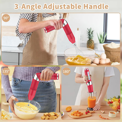 Toogel Cordless Immersion Blender, Electric Hand Blender with 21-Speed & 3-Angle Adjust, USB Rechargeable, BPA-Free & Dishwasher Safe for Baby Food, Smoothies, Soup (Grey)