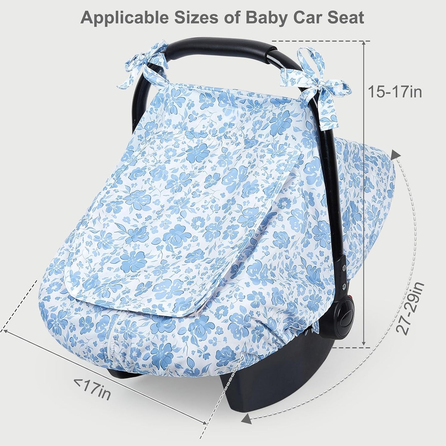 FIOBEE Baby Car Seat Cover, Car Seat Covers for Babies Infant Car Seat Canopy with Breathable Mesh Window Waterproof Carseat Cover for Babies Boy Girl 4 Seasons, White/Cow