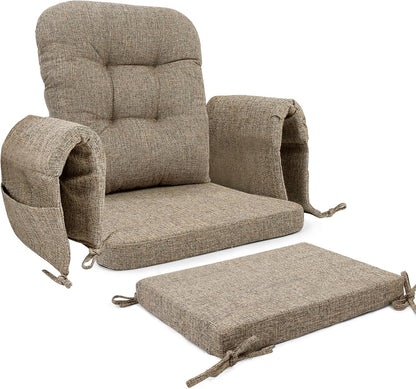 SINOSSO Glider Rocker Cushion Set (5 Pcs), Soft Blended Fabric High-Density Support Foam Seat Cushions with Ties, Fits Rocking Chair/Nursery Glider & Ottoman, Black-Gray