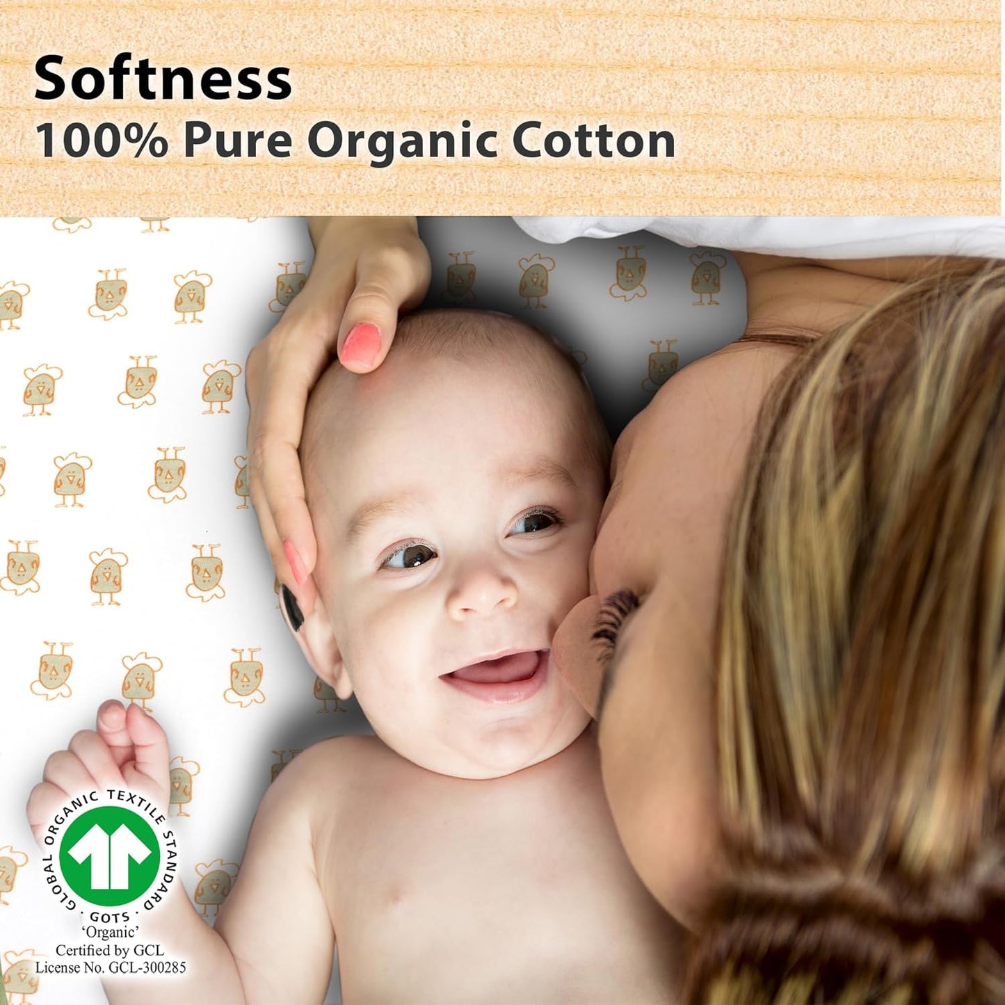 3-Pack Bedside Sleeper Bassinet Sheets | GOTS Certified Organic 100% Muslin Cotton | Ultra Soft & Breathable | 33×20×4” Fitted Sheets | Universal Fit 29–33” x 17–21” Pads