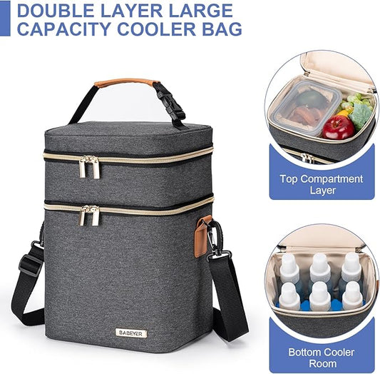 Breastmilk Cooler Bag with Ice Pack Fits 6 Baby Bottles Up to 9 Ounce