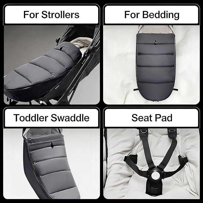 Waterproof Thickened Universal Stroller Blanket - Baby/Toddler Stroller Footmuff, Sleeping Bag & Bunting, Cold-Weather Winter Cover(Black)