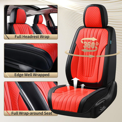 FLORICH Car Seat Covers, Brown Leather Seat Covers for Cars, Faux Nappa Leather Automotive Seat Protectors, Car Seat Cushions Universal Fit for Most Sedans SUVs Trucks - Brown