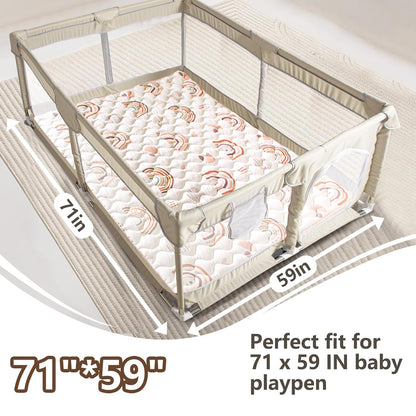 Baby Play Mat, 50x50 Playpen Mat with Super Soft Touch, Activity Mats with Upgraded Anti-Slip Bottom, Machine Washable Crawling Mats for Floor & Picnic (Animal Alphabets)