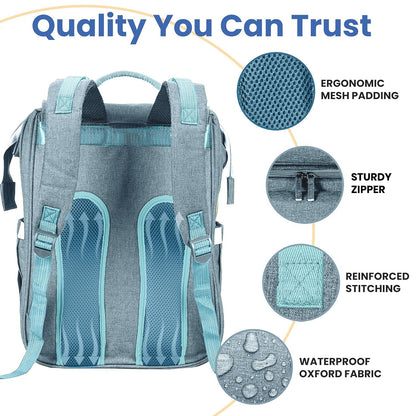 PILLANI Baby Diaper Bag Backpack - Large Waterproof Travel Diaper Bag for Boys & Girls, 16 Organizer Pockets with Changing Pad, Insulated Bottle Pockets & Stroller Straps, Baby Shower Gifts, Dinosaur