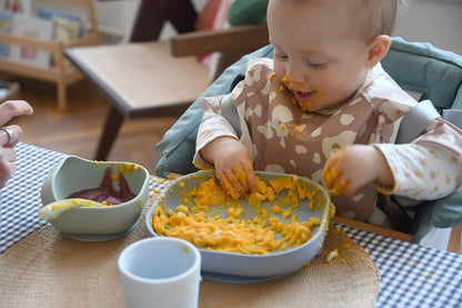 BEABA 100% Silicone 4-Piece Baby Feeding Set, Suction Plates for Baby, Made w/High Grade Food Safe Silicone, Rose