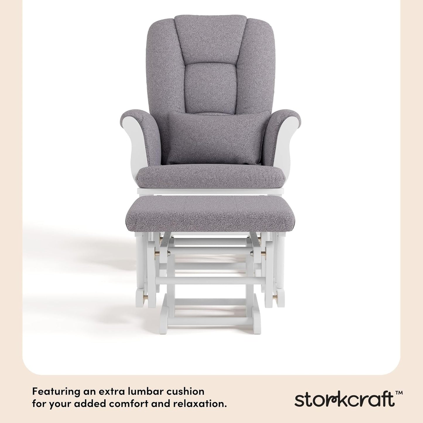 Storkcraft Tuscany Glider with Ottoman (Black/Gray) — GREENGUARD Gold Certified, Bonus Lumbar Cushion Included, Solid Wood Base, Smooth Motion, Award-Winning Nursery Rocking Chair, Glider and Ottoman