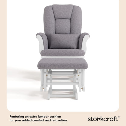 Storkcraft Tuscany Glider with Ottoman (Black/Gray) — GREENGUARD Gold Certified, Bonus Lumbar Cushion Included, Solid Wood Base, Smooth Motion, Award-Winning Nursery Rocking Chair, Glider and Ottoman