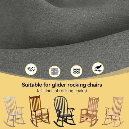 Millsilo Rocking Chair Cushions 3-Piece Set with Neck Pillow, Indoor Rocker Comfortable Tufted Non-Slip Pads with Ties, High-Density Foam Cushion for Adirondack Glider Chair, Orange, 52 x 19 x 4 Inch