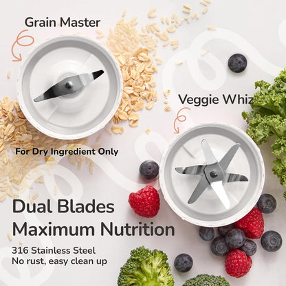 Bubble Blender, Baby Food Maker & Puree Blender with 2 Borosilicate Glass Cups, Compact Baby Bullet for Smoothies, Hands-Free One-Touch, 200W Motor, Rose