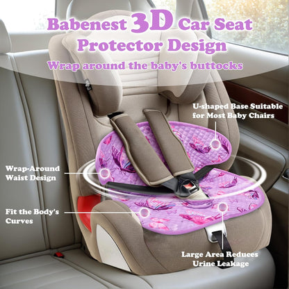 Babenest Car Seat Potty Protector Cover -Waterproof Carseat Training Liner for Baby &Toddler Shower Gift, Dry Piddle Pee Pad with Fun Designs for Strollers & Infant Car Seats (2pcs Pink)
