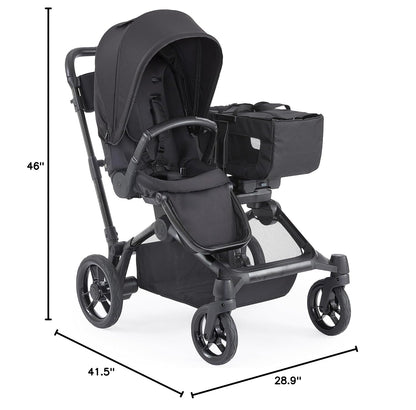 Contours Element Side-by-Side Convertible Toddler and Baby Stroller Single-to-Double, Reversible Seating Options, Infant Seat Compatible, Spacious Storage, UPF 50 Sun Canopy - Stealth Black
