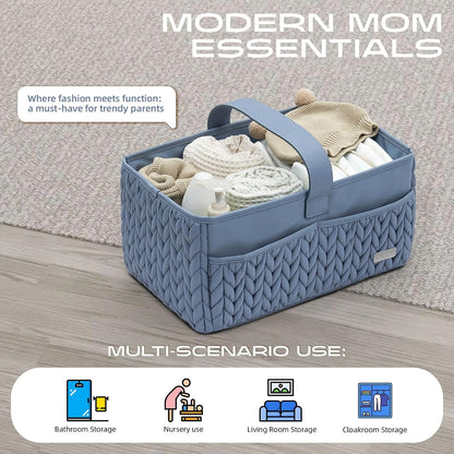 Luxurious Baby Diaper Caddy, Nursery Storage Basket for Newborn Essentials, Travel Baby Basket for Diapers Baby Wipes, Organizer Tote Bag Storage Bin, Baby Shower Gifts(Beige)