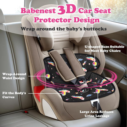 Babenest Car Seat Potty Protector Cover -Waterproof Carseat Training Liner for Baby &Toddler Shower Gift, Dry Piddle Pee Pad with Fun Designs for Strollers & Infant Car Seats (2pcs Pink)