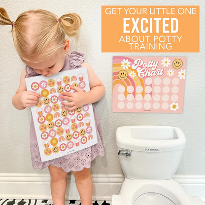 Hadley Designs Potty Training Chart for Toddlers Girls -10 Sticker Potty Chart for Toddlers Girls, 8.5x11" Potty Training Sticker Charts for Toilet Success, Unicorn Toddler Reward Chart for Kids