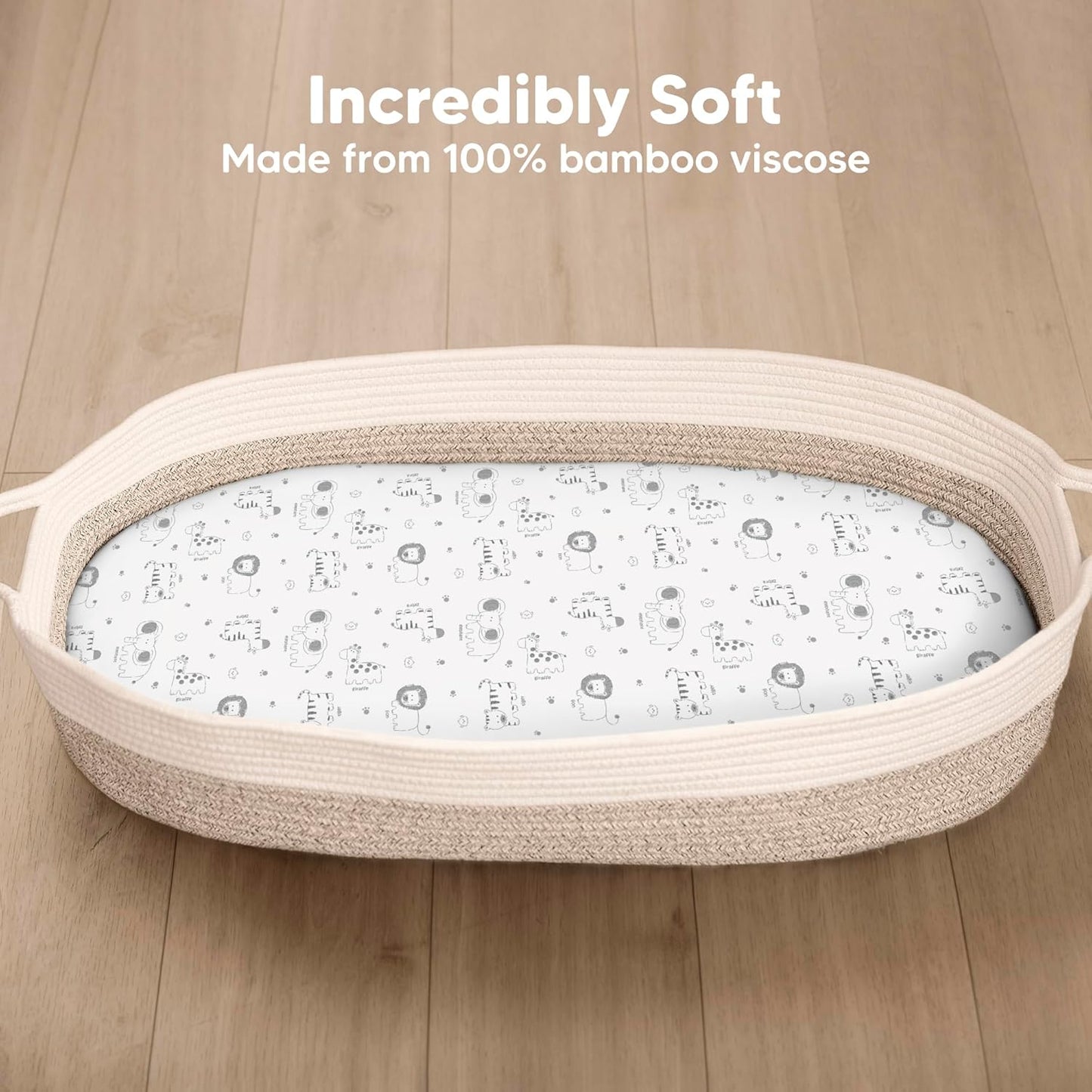 2-Pack Baby Bassinet Sheets Girl, Boy - 33x17 Viscose Derived from Bamboo Bedside Mattress Fitted Bassinet Sheets, Compatible with Halo Bassinest Swivel Sleeper, Baby Delight, Graco (Pecan)