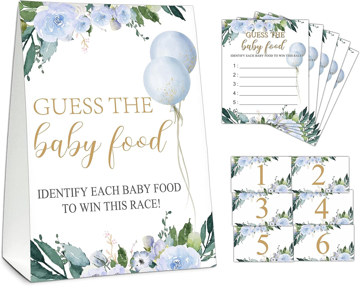 Guess the Baby Food Party Games, Baby Shower Game Set, 1 Standing Sign + 25 Answer Cards + 6 Number Cards, Boho Wild West Gender Reveal Party Decoration Supplies -B05