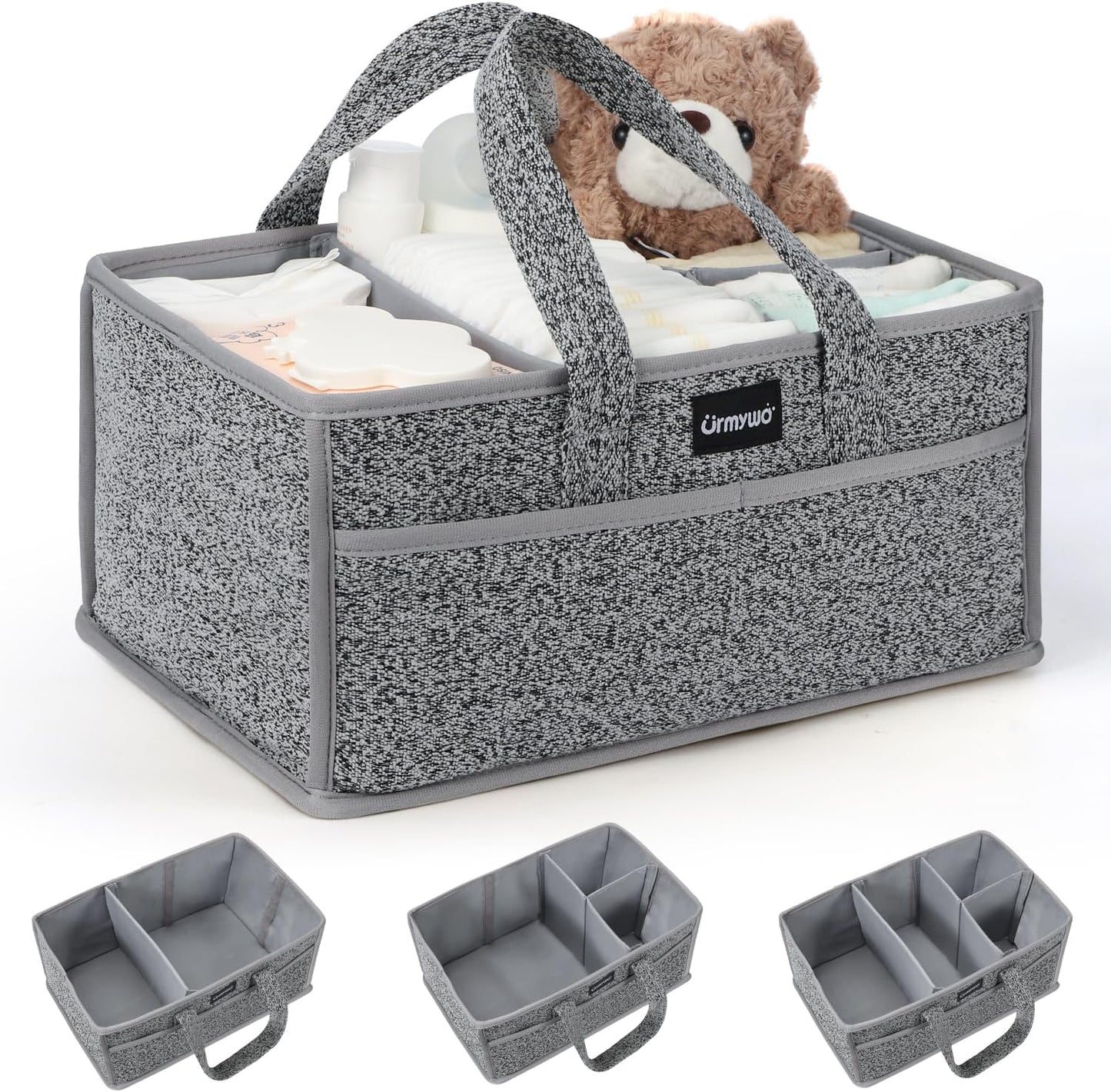 URMYWO Diaper Caddy Organizer - Portable Baby Diaper Caddy with Handle, Large Nursery Organizer Storage Basket for Newborn Essentials, Baby Registry Must Have Shower Gift for Home and Car Travel