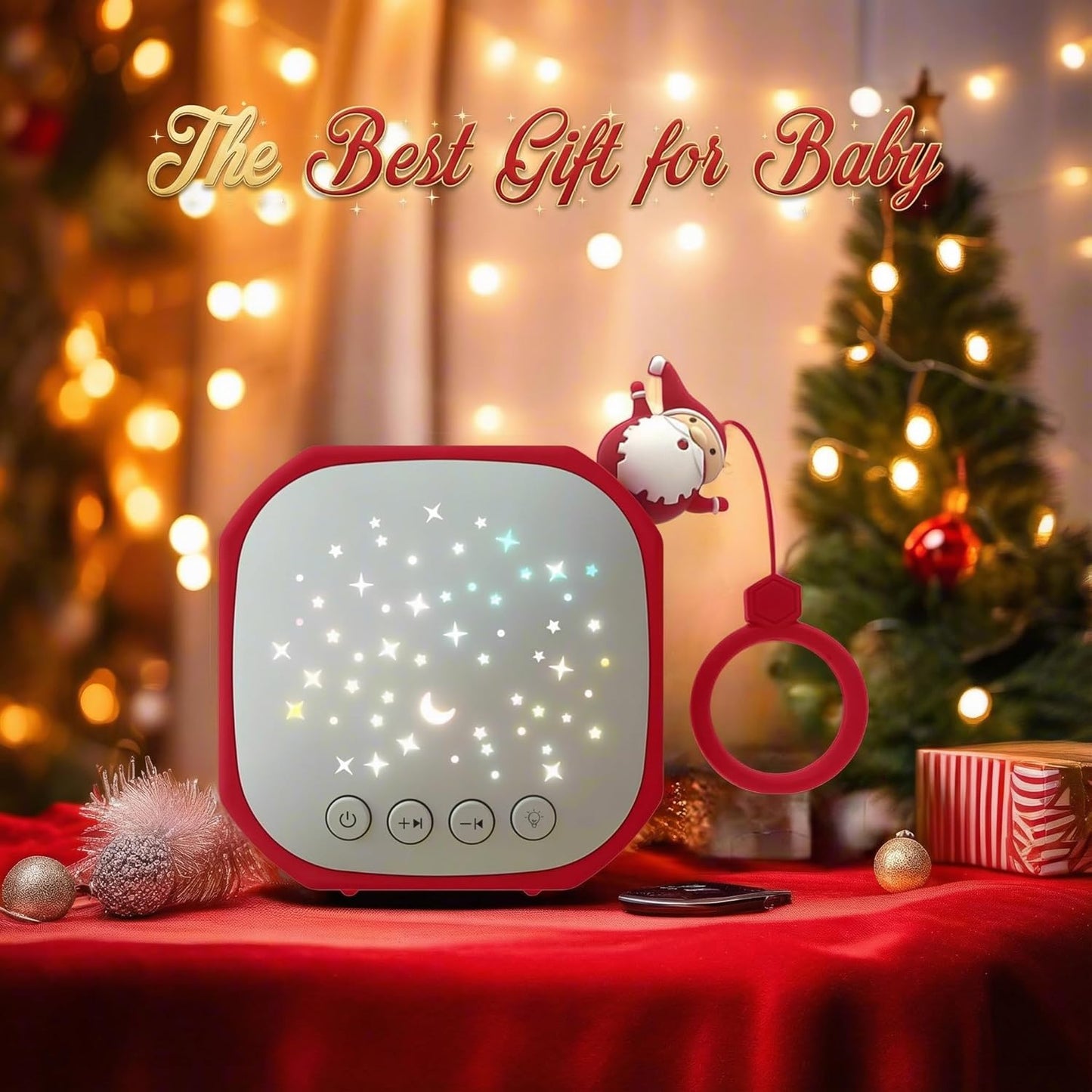 Portable White Noise Sound Machine with Star Projector | Sound Therapy Calm Music Machine Baby Sleep Soother with Hook for Home, Car Travel, Nursery, Infant, Kids Gifts (Lucky Cat)