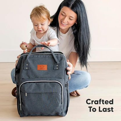 KeaBabies Baby Diaper Bag Backpack - Large Baby Bag for Boys, Girls, Waterproof Multi Function Travel Diaper Backpack with Changing Pad, Durable Travel Essentials for Moms and Dads (Mystic Gray)