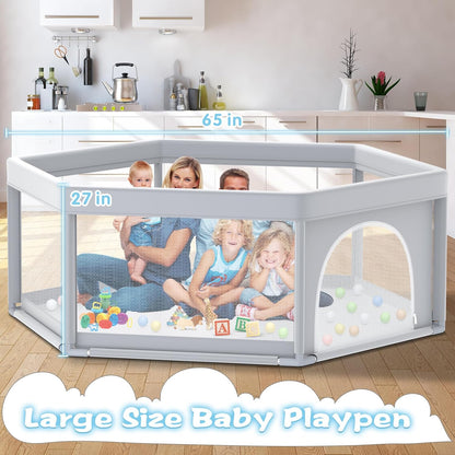 besuhot Large Baby Playpen 79x79 Inch, Playpens for Babies and Toddlers, Indoor & Outdoor Extra Large Kids Activity Center, Baby Play Yard with Zipper Gates.