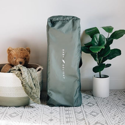 Baby Delight Lunaire Full Size Crib | Breathable Mesh Baby Crib | Tool-Free Assembly Baby Bed | 100% GOTS Certified Organic Cotton Fabric | Organic Sage