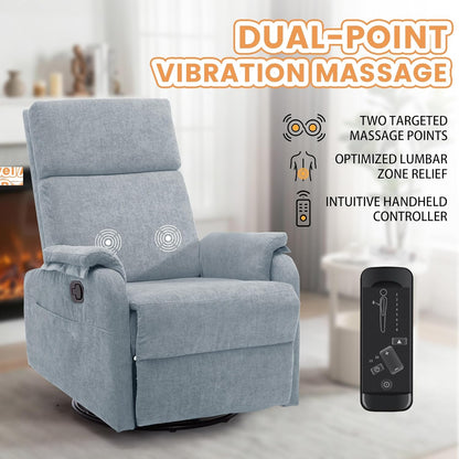 Korser Recliner Chair, Swivel Rocking Recliner Chair for Adults, Glider Rocking Chair, Small Nursery Chair Recliner for Living Room, Reclining Chair with Modern-Designed Armrests, Chenille, Beige