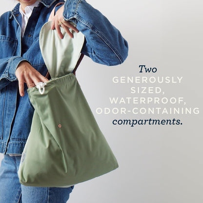 Esembly Day Bag – Reusable Wet and Dry Bag Made From Recycled Fabric With Dual Waterproof Compartments for Cloth Diapers, Swimsuits, Toiletries, and Snacks - Verdant Gingham