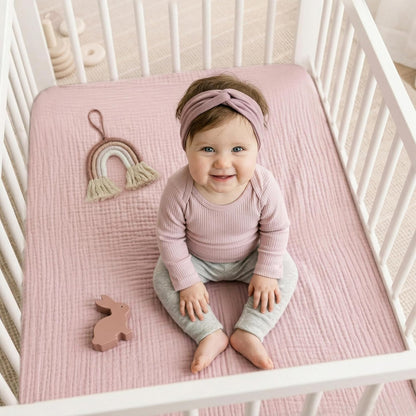 Muslin Bassinet Sheet Compatible with Maxi-COSI Iora & Iora Air Bedside Sleeper - 100% Cotton Rectangular Mattress Pad Cover (33"x20"), Breathable & Soft, Boho (1 Pack Blue)