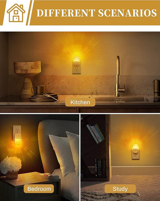 DORESshop Night Lights Plug Into Wall [2 Pack], Amber Warm Night Light, 1800K, Dusk to Dawn Sensor, Adjustable Brightness LED Night Light for Bathroom, Hallway, Stairway