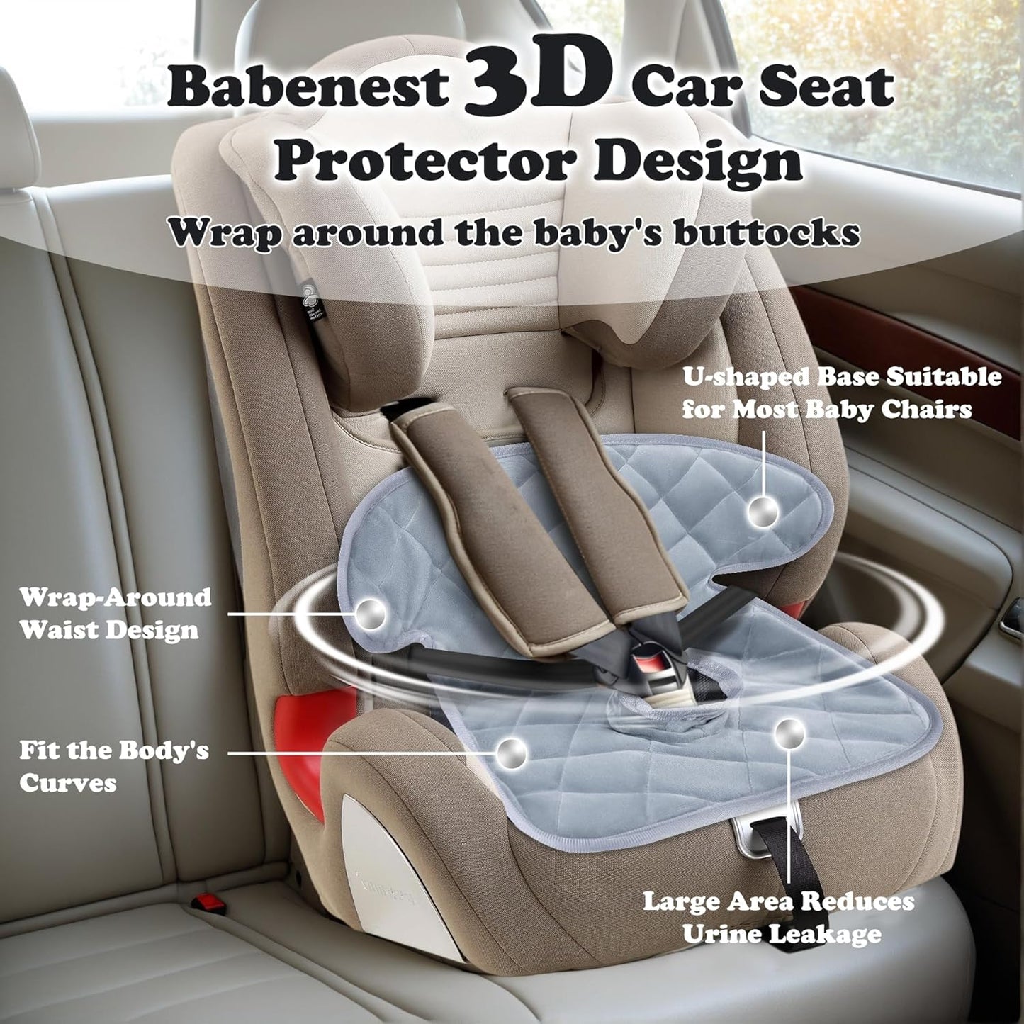 Babenest Car Seat Potty Protector Cover -Waterproof Carseat Training Liner for Baby &Toddler Shower Gift, Dry Piddle Pee Pad with Fun Designs for Strollers & Infant Car Seats (2pcs Pink)