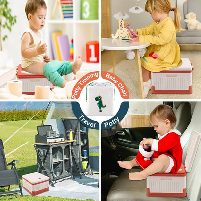 Fabulas Portable Potty for Toddler Travel, Foldable Travel Potty Training Toilet Seat for Kids Boys Girls, Emergency Mobile Toilet In Car for Camping Outdoor Indoor, with 30 Disposable Bags, Blue