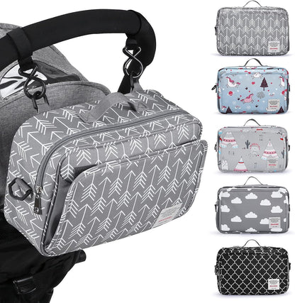 GOGOSO Baby Stroller Organizer Bag with Insulated Pocket, Universal Fit Most Strollers, Space for Diapers, Wipes & Toys, Flowers