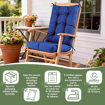 Rocking Chair Cushion with Ties Non-Slip Outdoor Rocking Chair Cushion Set Waterproof Fade-Resistant Porch Garden Patio Glider Rocker Cushions