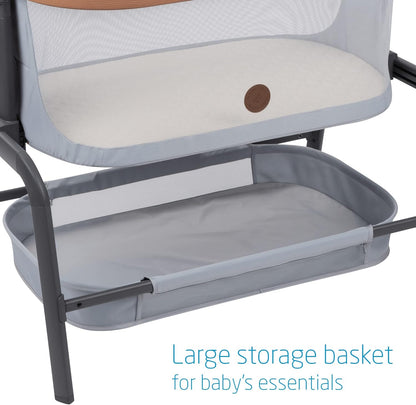 Maxi-Cosi Iora Baby Bassinets Bedside Sleeper, Portable Bassinet, Infant Bedside Sleeper Crib, Height Adjustable, Breathable Mesh, Large Storage Basket, Truffle