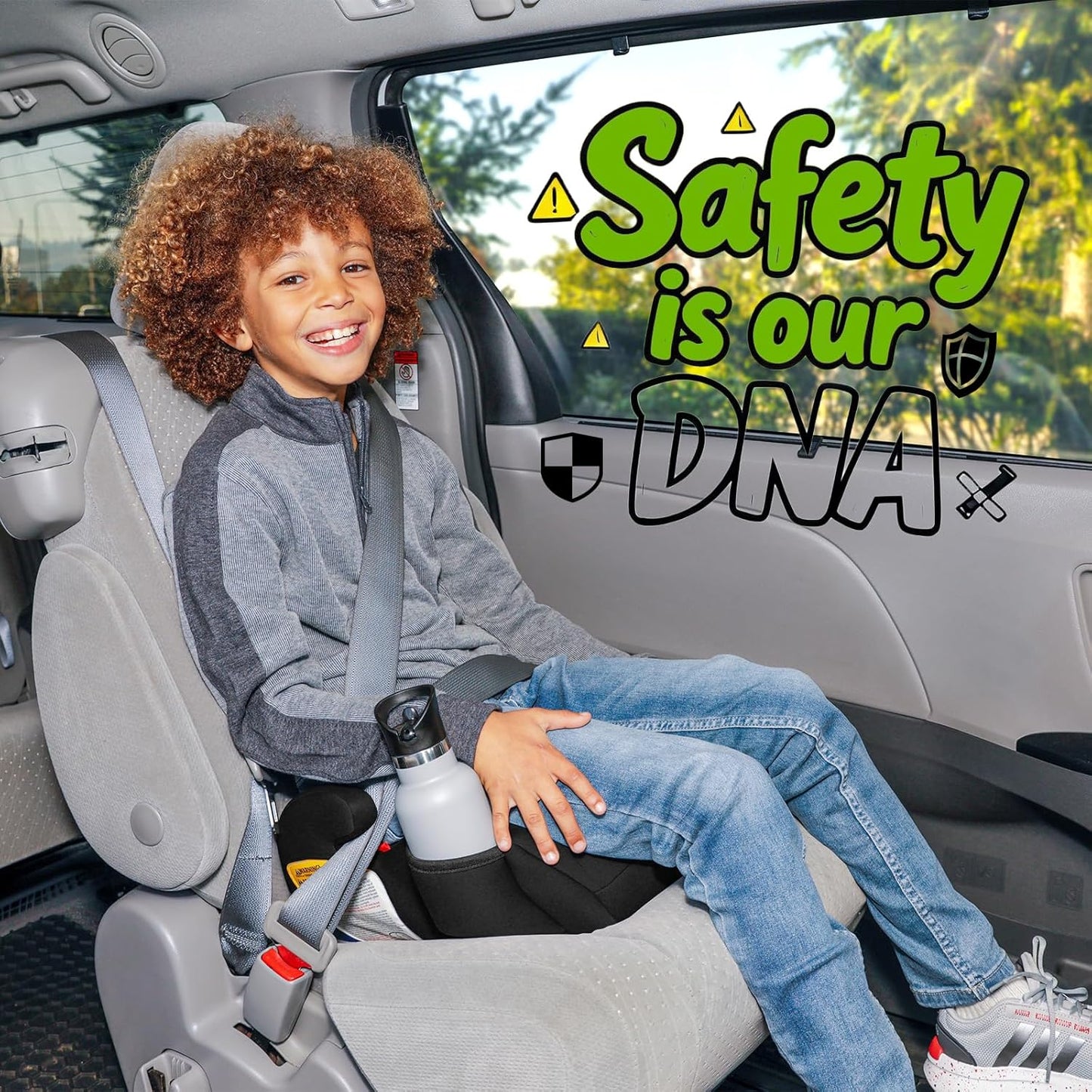Diono Solana, No Latch, Single Backless Booster Car Seat, Lightweight, Machine Washable Covers, Cup Holders, Blue