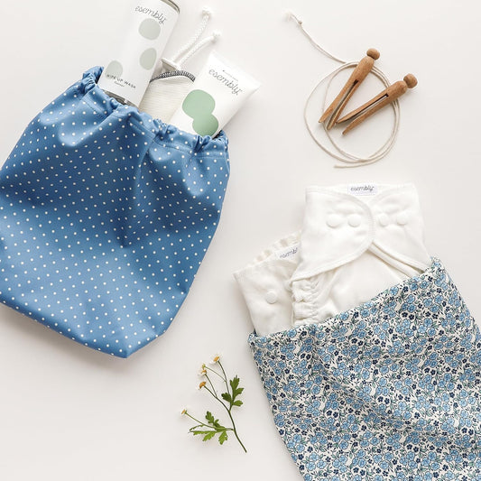 Esembly Day Bag – Reusable Wet and Dry Bag Made From Recycled Fabric With Dual Waterproof Compartments for Cloth Diapers, Swimsuits, Toiletries, and Snacks - Verdant Gingham