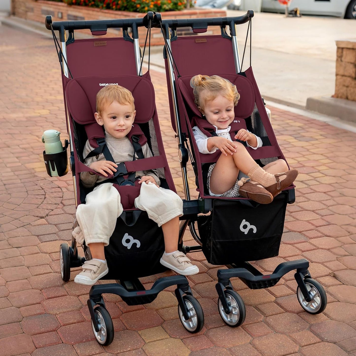 Beberoad Love R1 Auto-Folding Ultra Lightweight Double Stroller Twin Strollers, Side by Side Stroller for Babies and Toddlers Aged 6-36 Months, Only 23.5 lbs, Can Turn into Two Single Strollers, Black