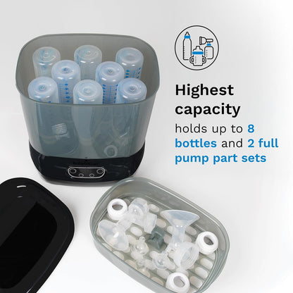 Baby Brezza Bottle Sterilizer and Dryer Advanced – 33% Faster - Largest Capacity Steam Sanitizer - Universal Sterilization Machine for All Bottles + Pump Parts - HEPA Air Filter