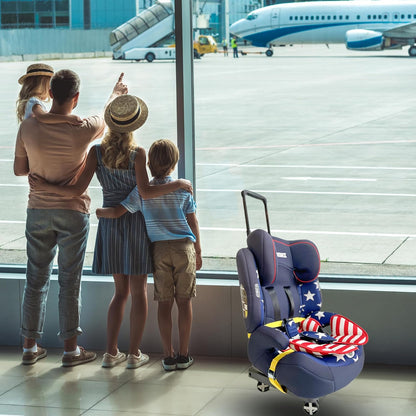 Car Seat Dolly for Airport - CarSeat Roller Cart Wheels for Airplane - Car Seat Travel Cart Carrier with Straps Foldable Luggage Trolley Folding Hand Truck (Black)