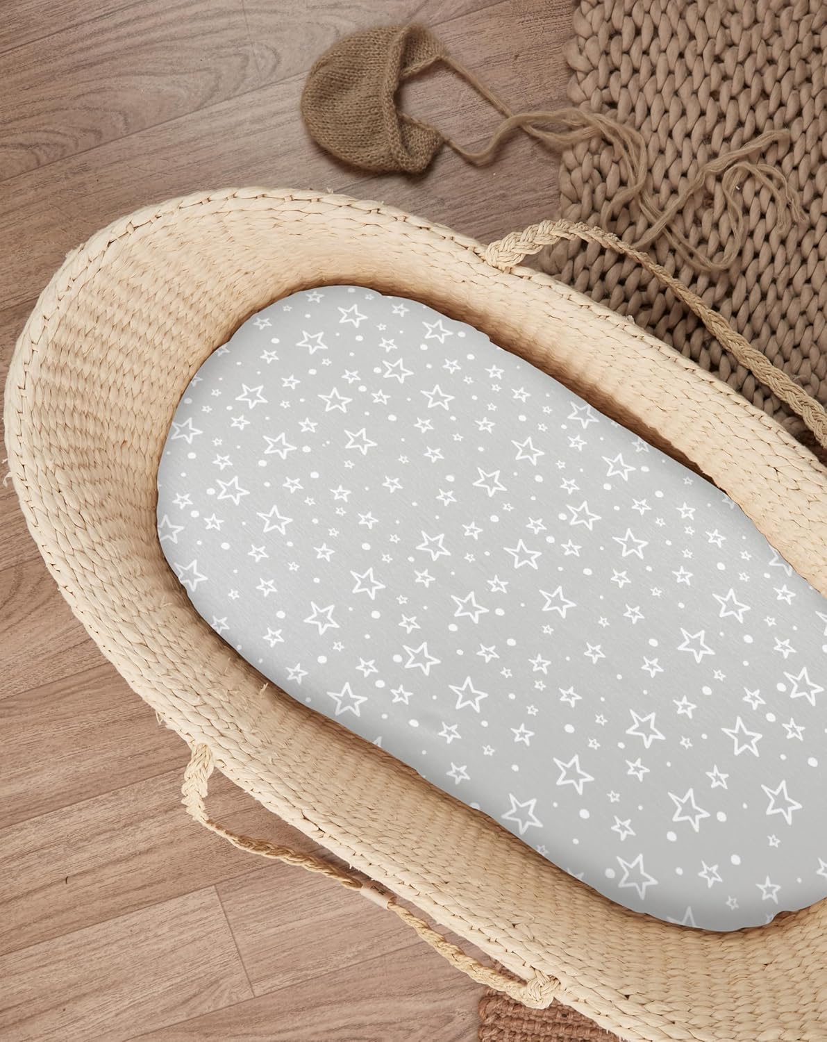 3-Pack Bedside Sleeper Bassinet Sheets | GOTS Certified Organic 100% Muslin Cotton | Ultra Soft & Breathable | 33×20×4” Fitted Sheets | Universal Fit 29–33” x 17–21” Pads