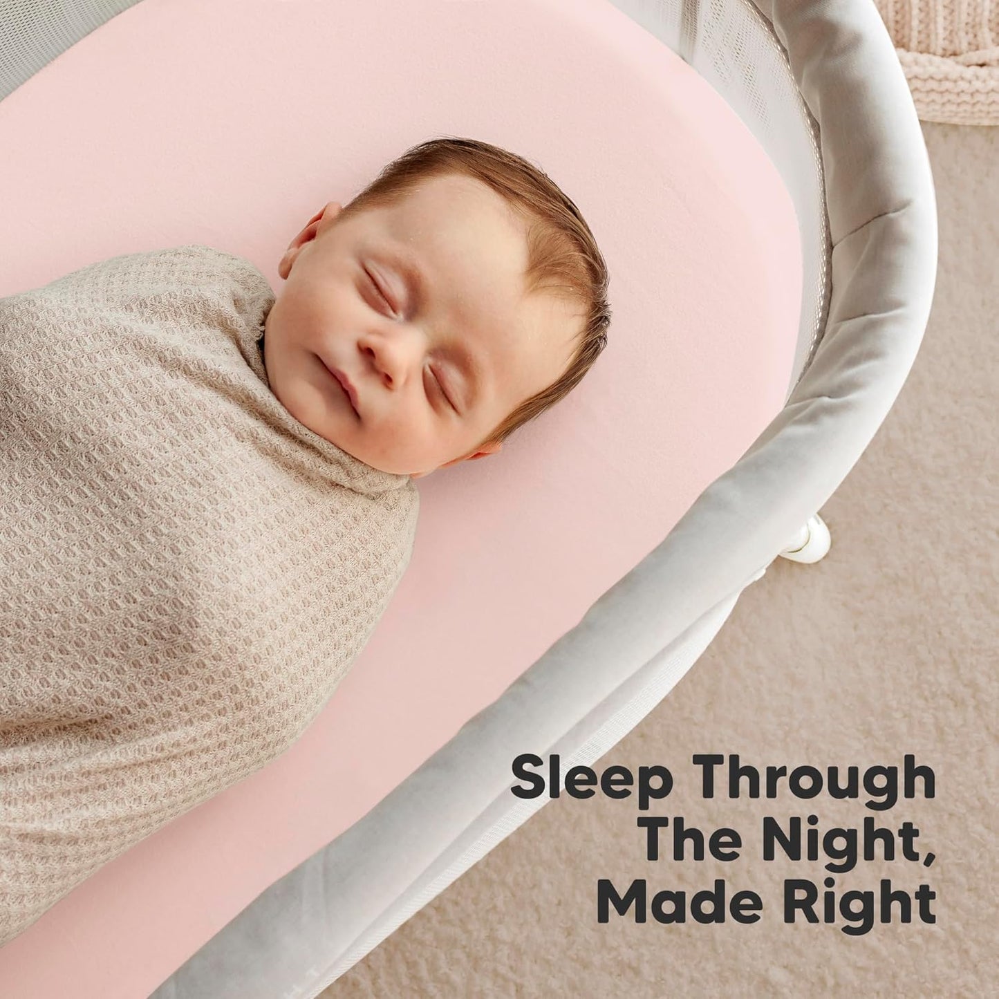 2-Pack Organic Bassinet Sheets for Girls, Boys - 100% Cotton Bassinet Mattress Sheets Compatible with Halo Bassinest Swivel Sleeper, Graco, Baby Delight, Chicco, Unisex Fitted Bassinet Sheets (Elly)