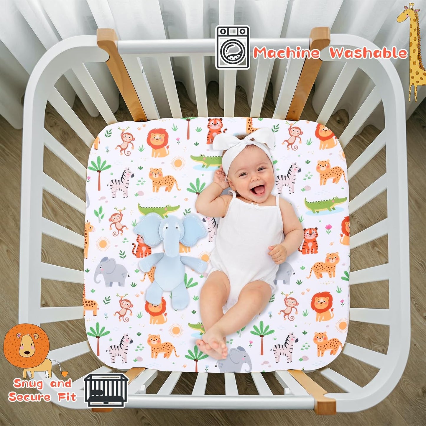 Cloele Square Playard Fitted Sheet 36x36, Ultra Soft Polyester Playpen Sheet for Baby & Pet, Dogs Pattern Pack and Play Crib Sheets, Portable Playard Mattress Cover