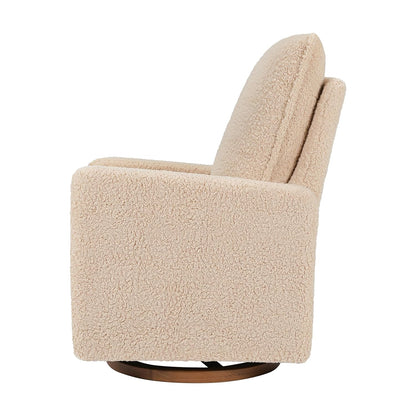 Babyletto Cali Pillowback Swivel Glider in Performance Plastic Cream Eco-Weave, Water Repellent & Stain Resistant, Greenguard Gold and CertiPUR-US Certified