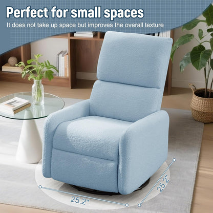 Korser 360° Rocking Chair, Nursery Rocker Chair with Side Pockets, Glider Nursing Chair with Steel Structure Base, Small Chair for Small Spaces, Sherpa Swivel Accent Chairs for Living Room, Nursing